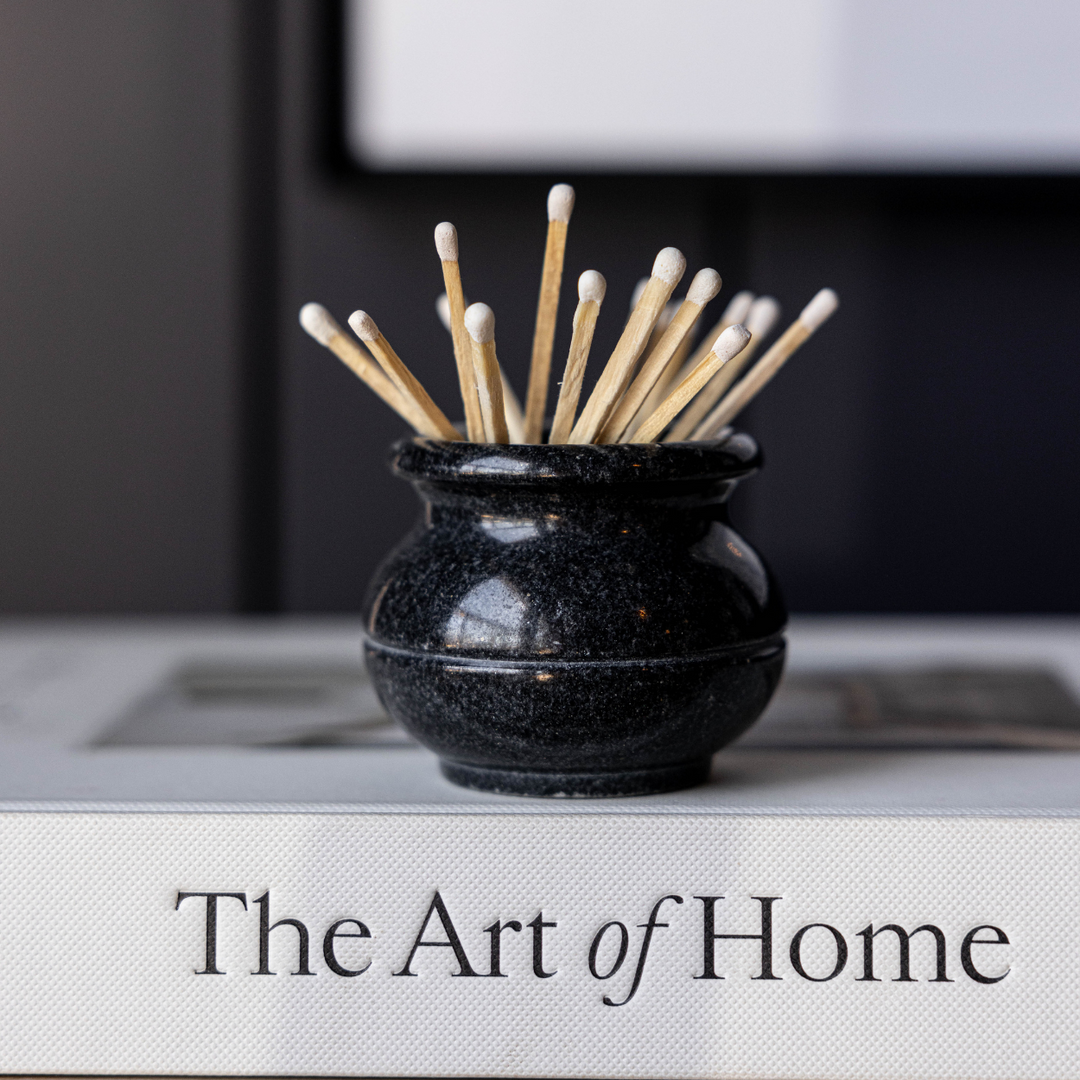 LIGHTS Porte-allumettes en marbre noir - Maison Olive