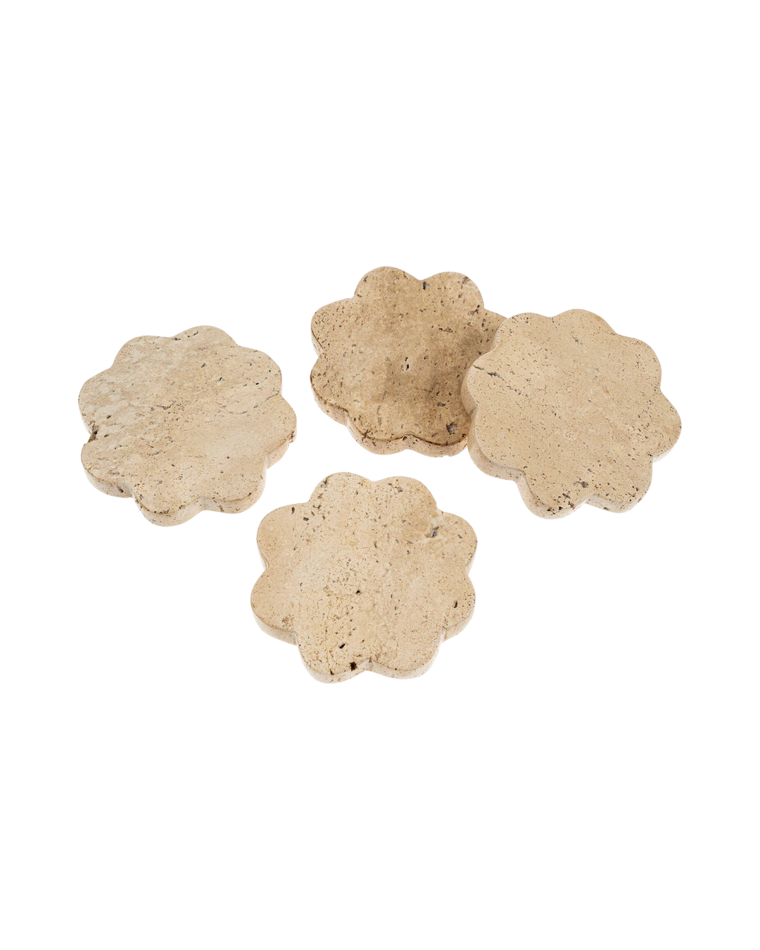 Ensemble de 4 Sous-verres festonnés en travertin  Maison Olive