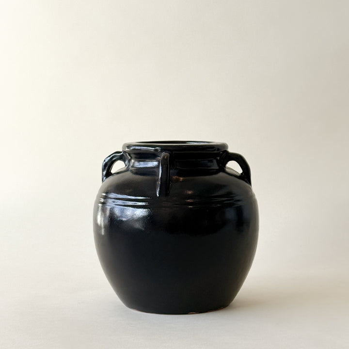 MERCIER Grand vase noir glacé - Maison Olive