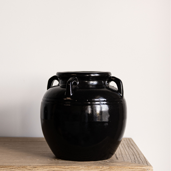 MERCIER Grand vase noir glacé - Maison Olive