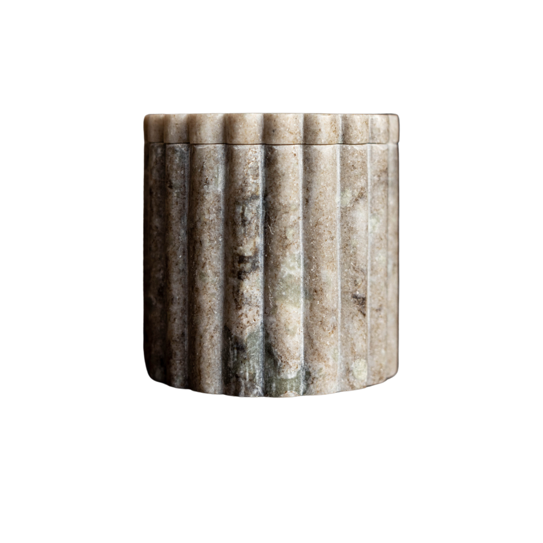WOLZ Pot cannelé en marbre gris beige - Maison Olive