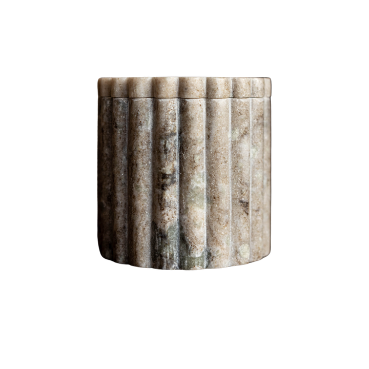 WOLZ Pot cannelé en marbre gris beige - Maison Olive