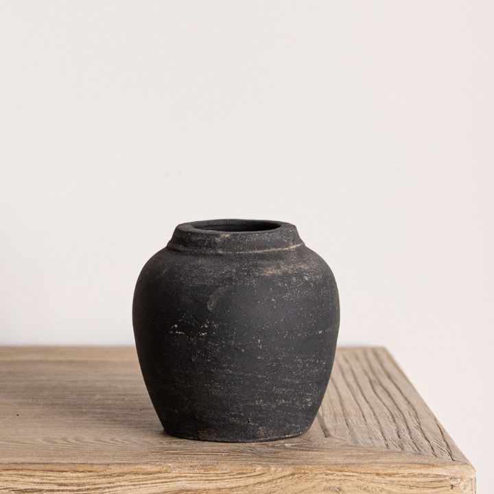 LEON Petit Vase Rond Noir - Maison Olive