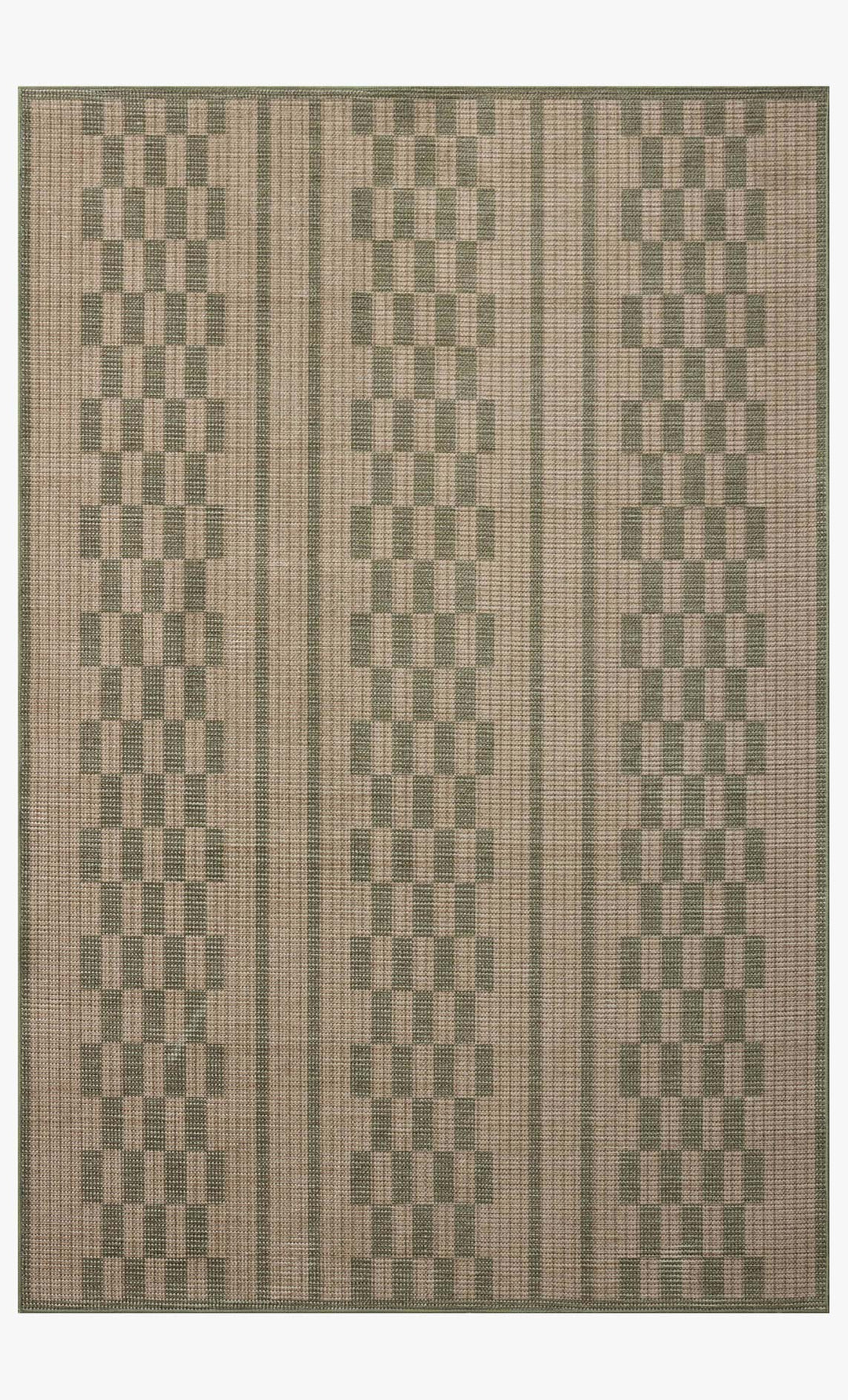 Tapis Archibald naturel et vert Amber Lewis × Loloi — vue de face