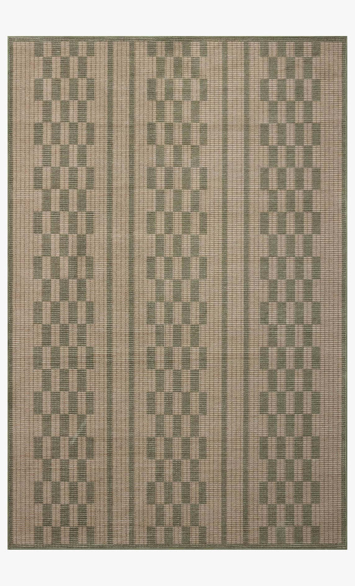 Tapis Archibald naturel et vert Amber Lewis × Loloi — vue de face