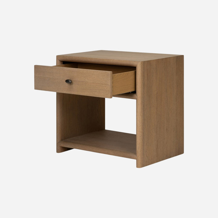 Table de chevet en bois avec petite poignée ovale