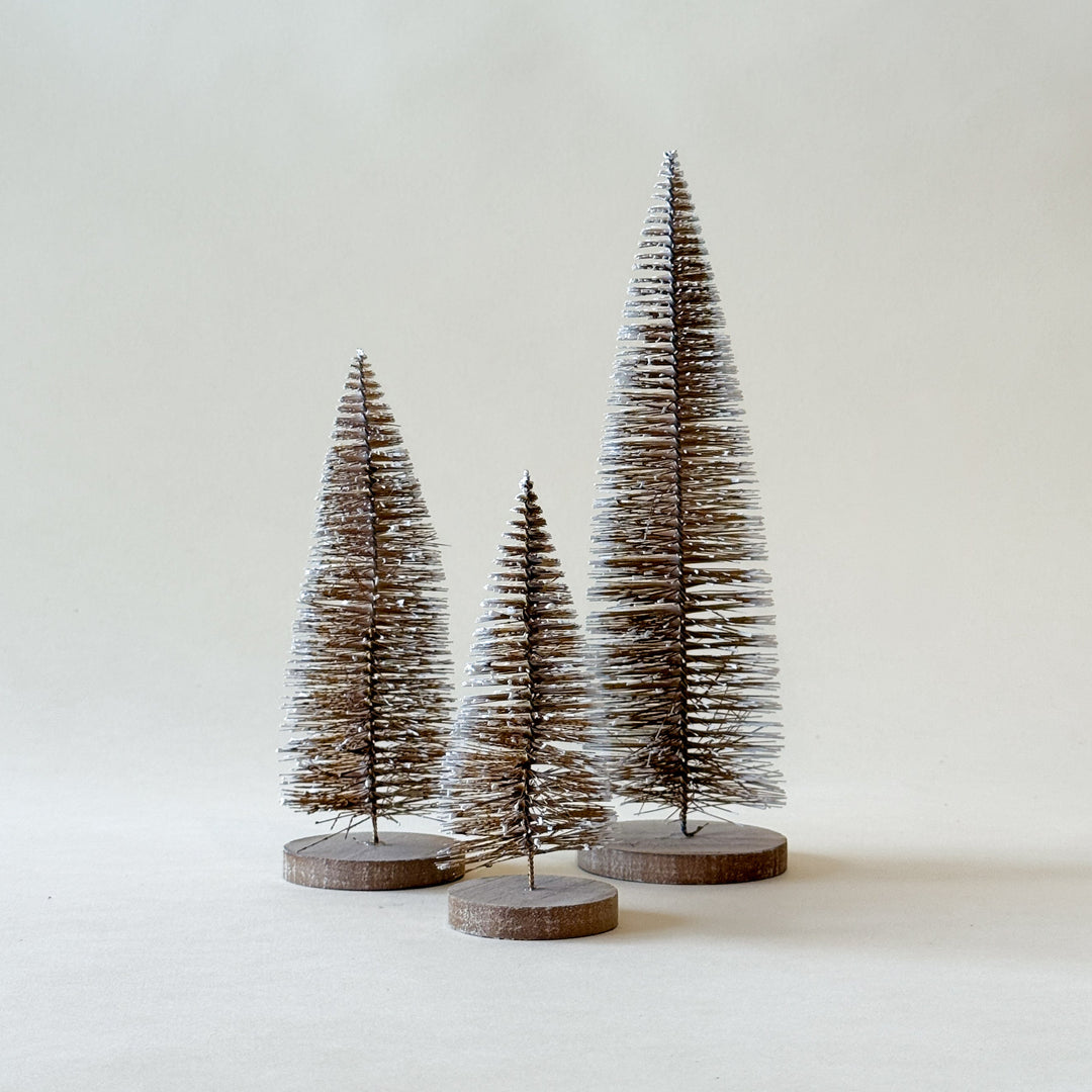 Ensemble de 3 arbres en poils scintillants dorés antiques  Maison Olive