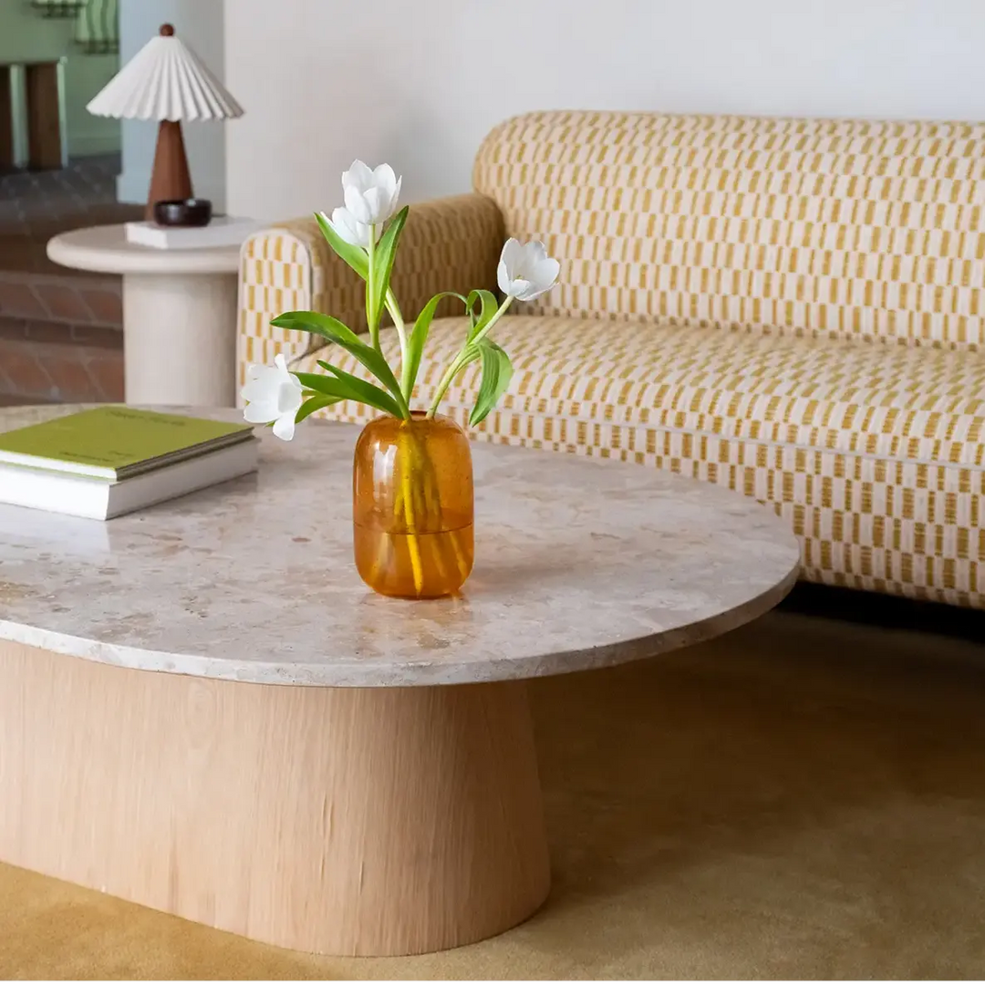 Marbre Bois Ovale Moderne Chic