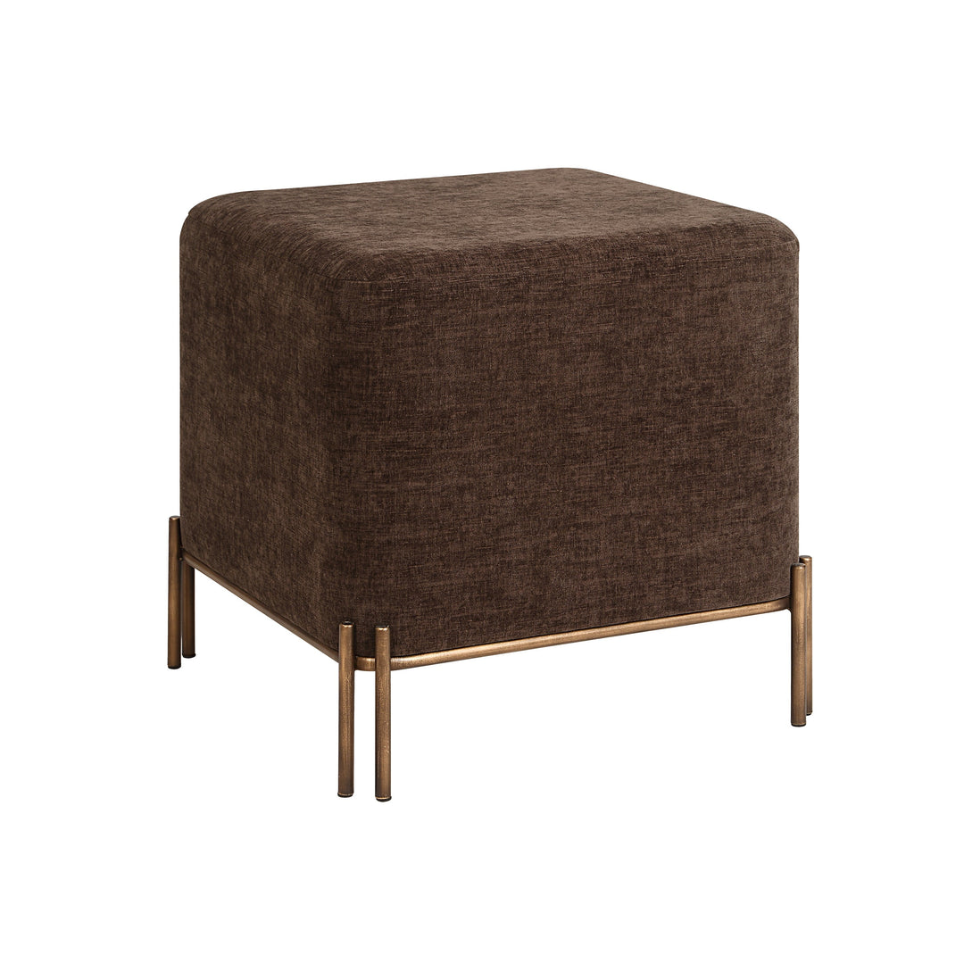 Ottoman Meline en chenille brune, vue en angle