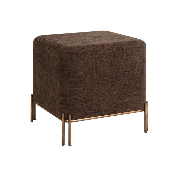 Ottoman Meline en chenille brune, vue en angle