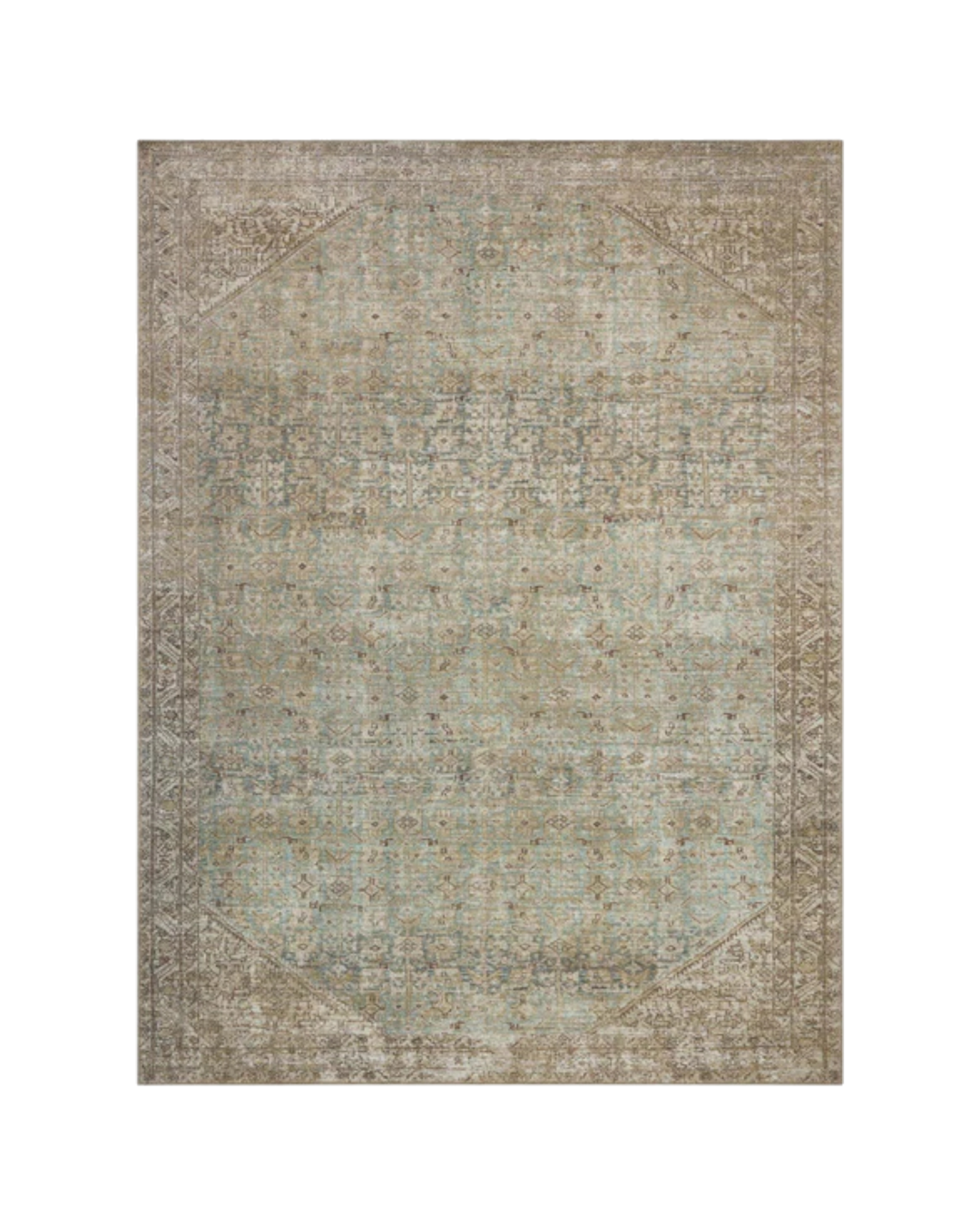 Tapis CAMBRIA Aqua / Natural avec velours imprimé - Maison Olive