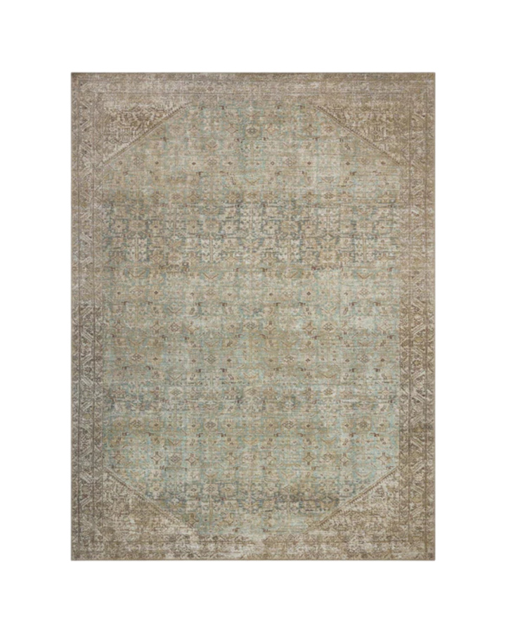 Tapis CAMBRIA Aqua / Natural avec velours imprimé - Maison Olive