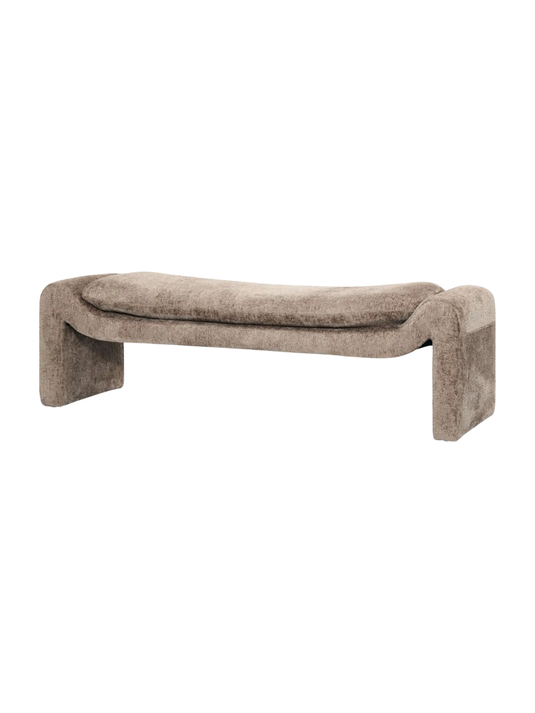 Banc CASCADE rembourré avec assise confortable et base en bois. Idéal pour entrée ou chambre. Aucun assemblage requis. Maison Olive.