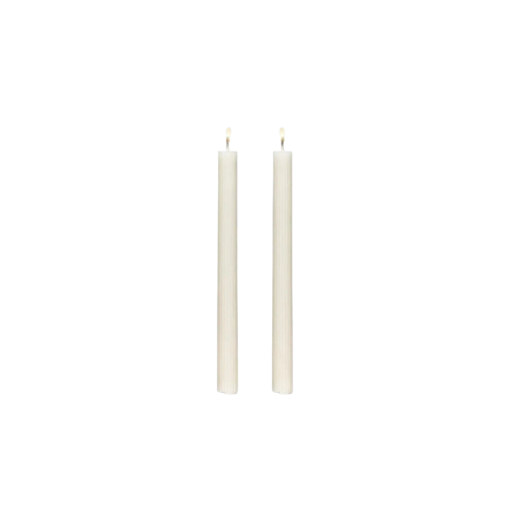 Chandelle conique ivoire rainurée Maison Olive