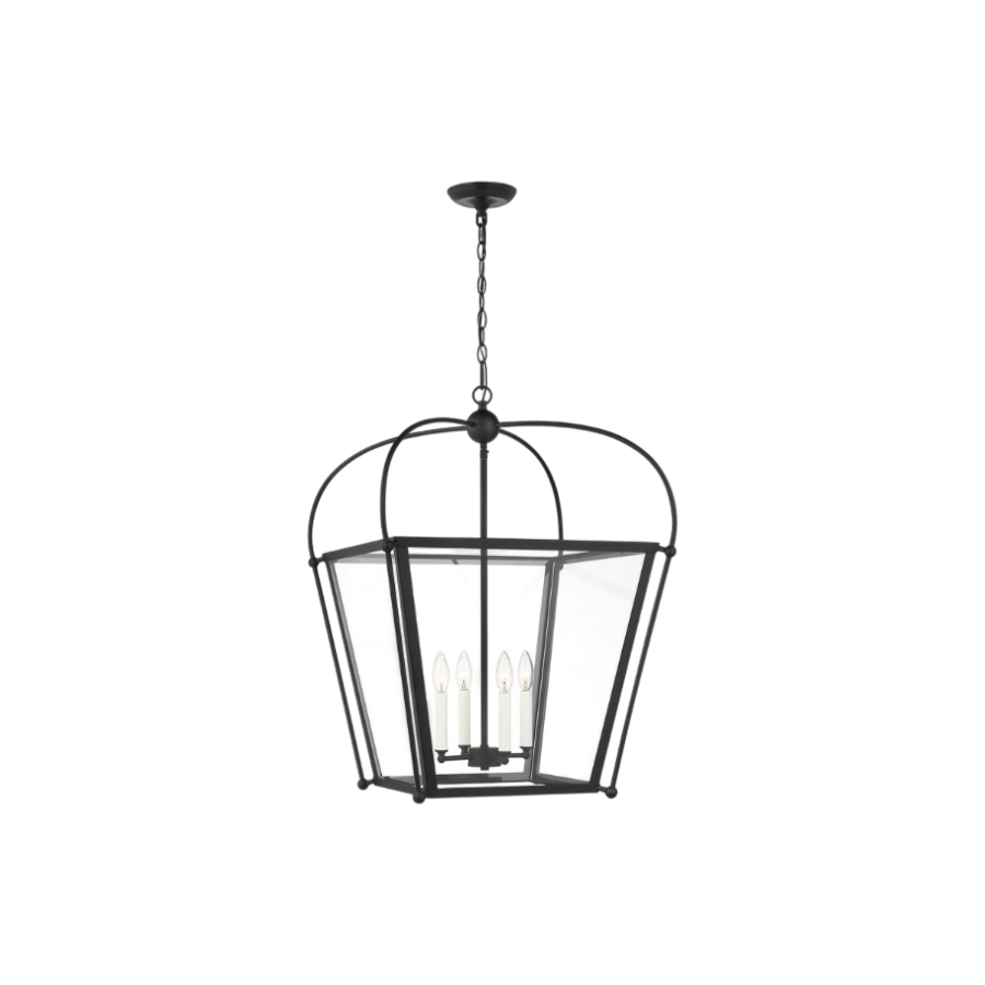 Lantern midnight black, suspension, 4 bulbs, chain