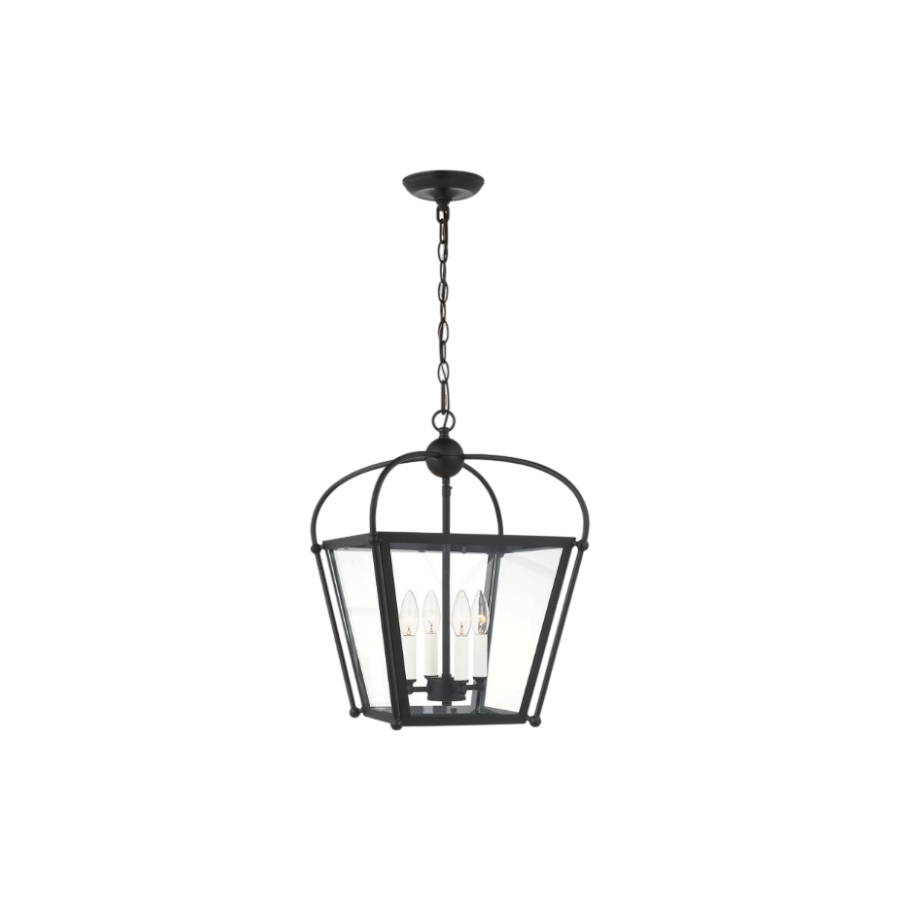 Lantern midnight black, suspension, 4 bulbs, chain, petit, small