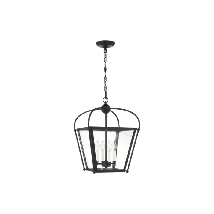 Lantern midnight black, suspension, 4 bulbs, chain, petit, small