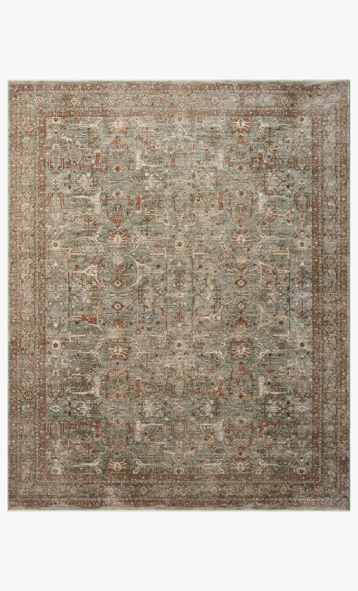 Tapis Ethel lagon et brique Amber Lewis × Loloi — vue de face