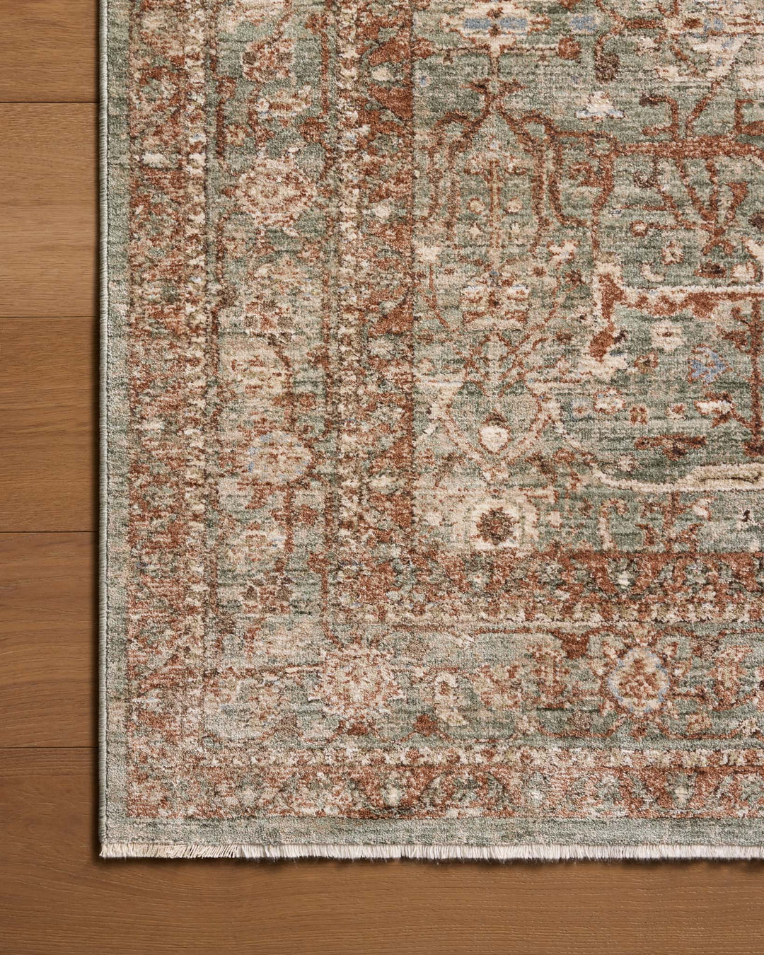 Tapis Ethel lagon et brique Amber Lewis × Loloi — détail de la texture