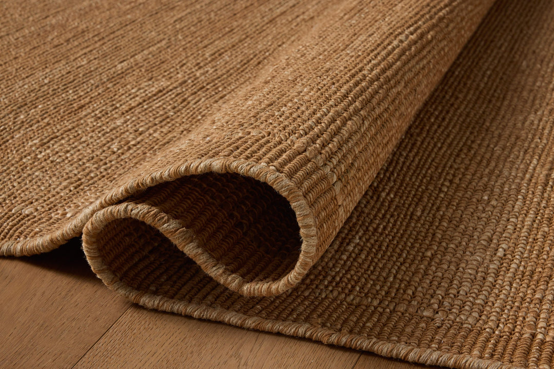 Tapis Gertrude naturel et abricot Amber Lewis × Loloi — détail du tissage