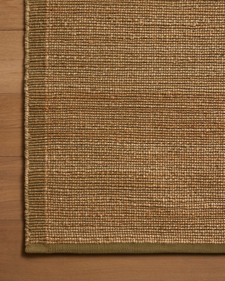Tapis Gertrude naturel et vert Amber Lewis × Loloi — détail du tissage