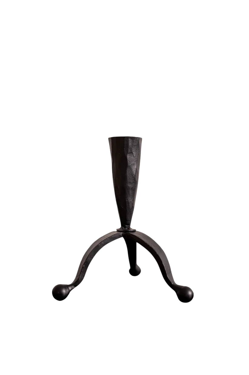 bougeoir chandelier fer noir traditionnel