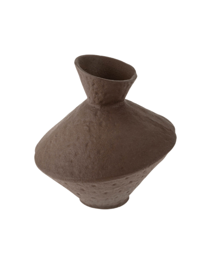 Vase-Brun-Texturé-Vintage-Bicolore