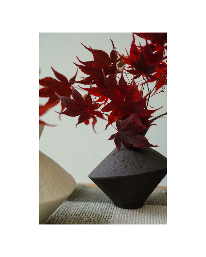 Vase-Brun-Texturé-Vintage-Bicolore