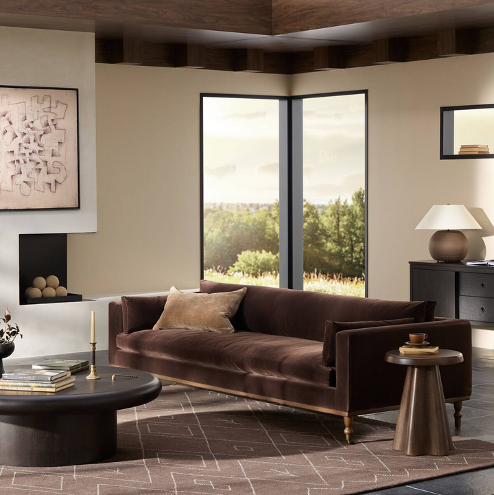 Suede Divan Midcentury Confort Brun