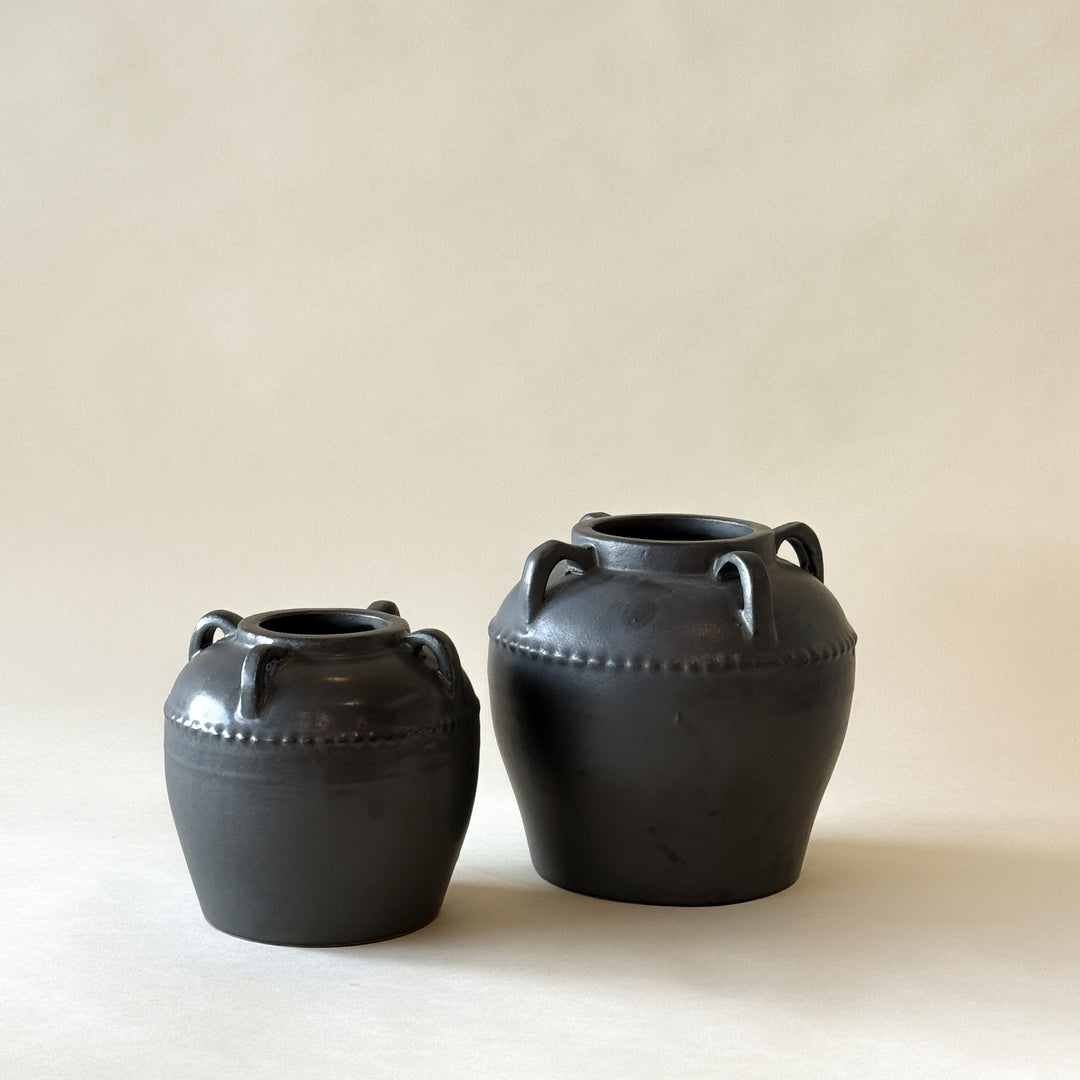 DUMONT Vase gris avec poignées - Maison Olive