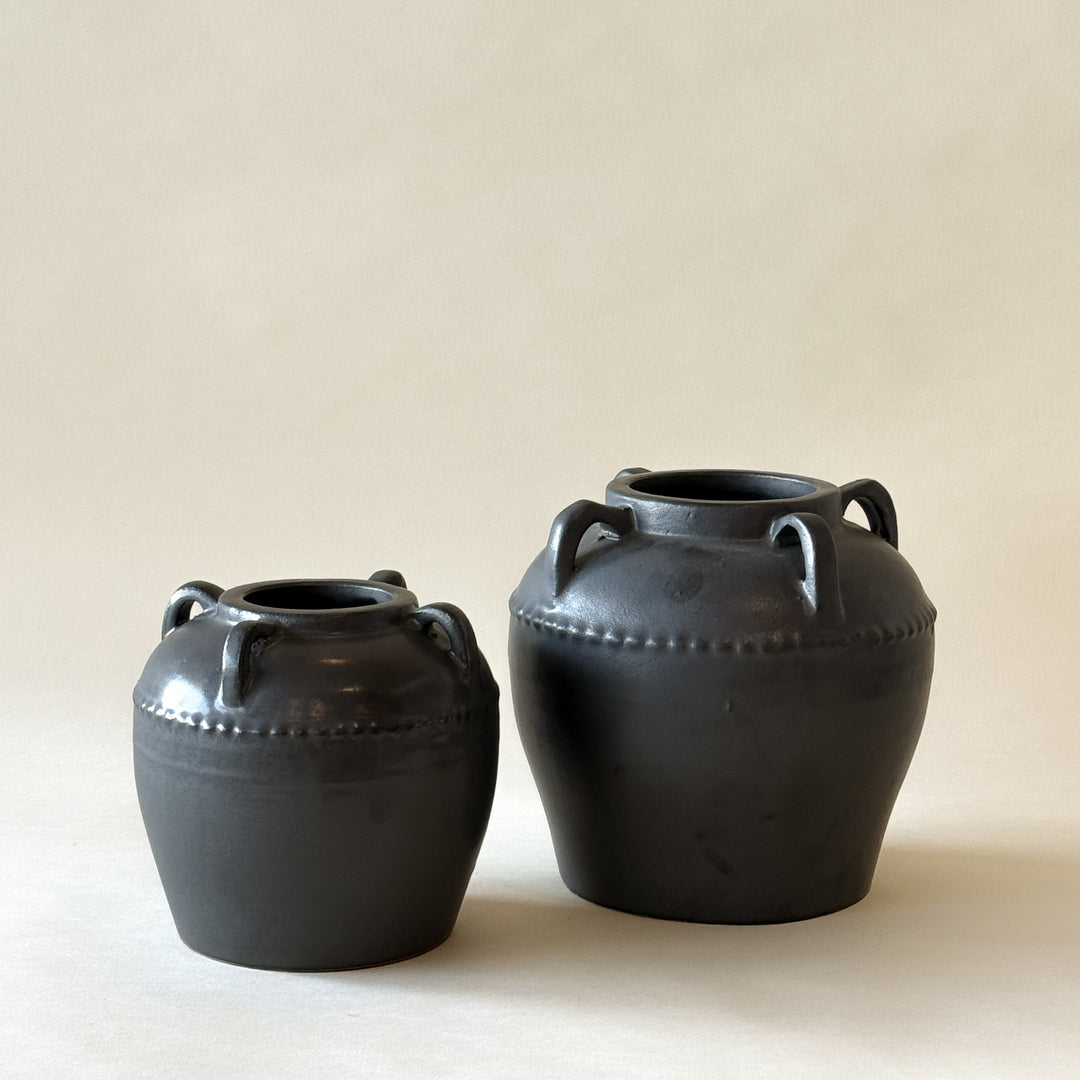 DUMONT Vase gris avec poignées - Maison Olive