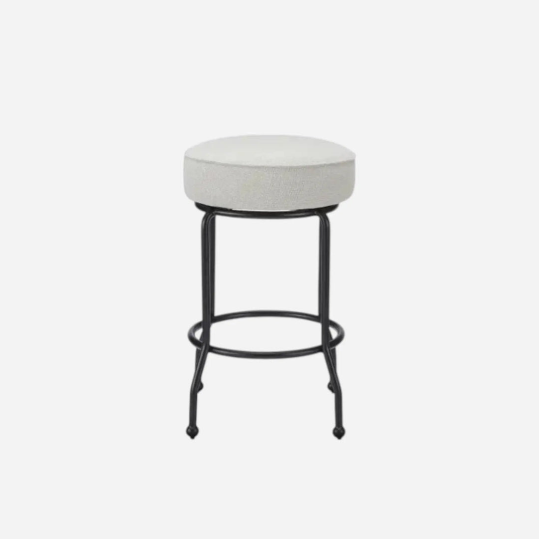Tabouret Pivotant Rond Beige Fer