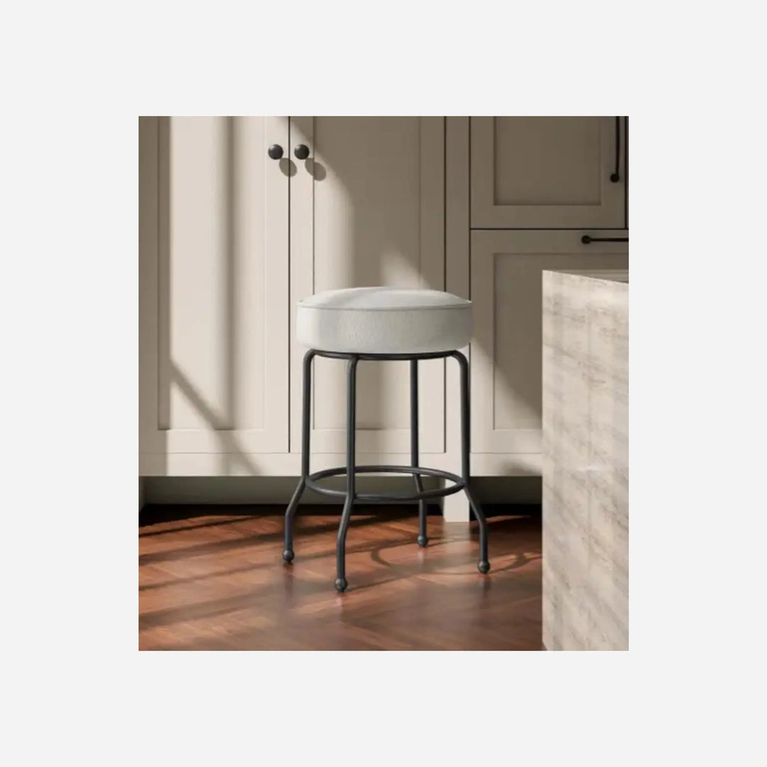 Tabouret Pivotant Rond Beige Fer