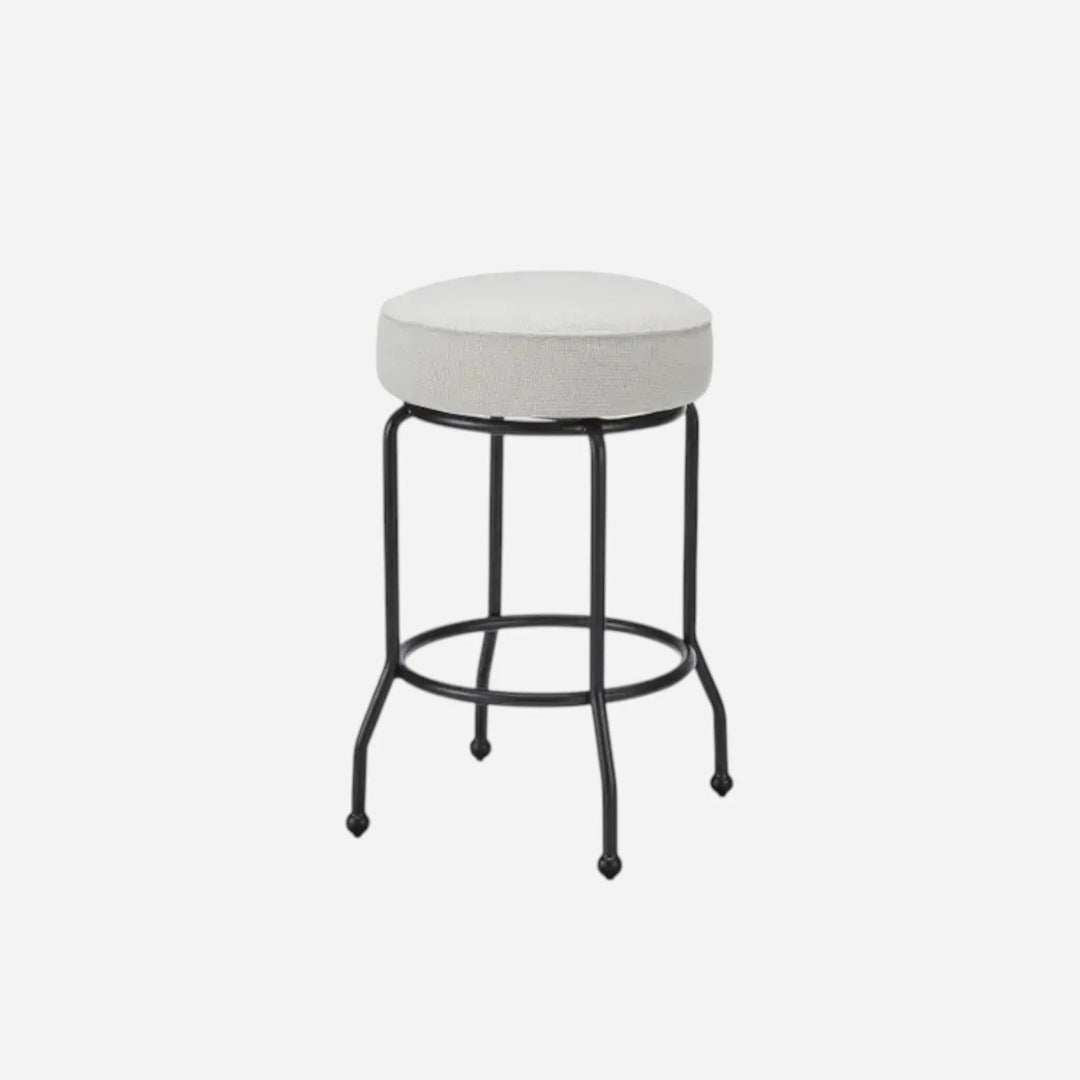Tabouret Pivotant Rond Beige Fer