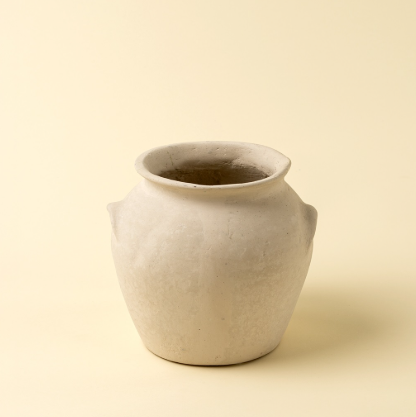 Urne Papier Maché Beige Anse 