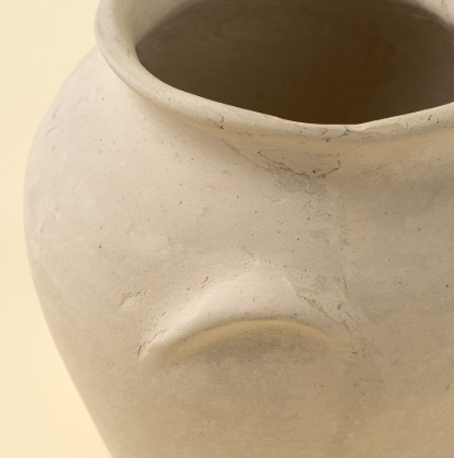 Urne Papier Maché Beige Anse 
