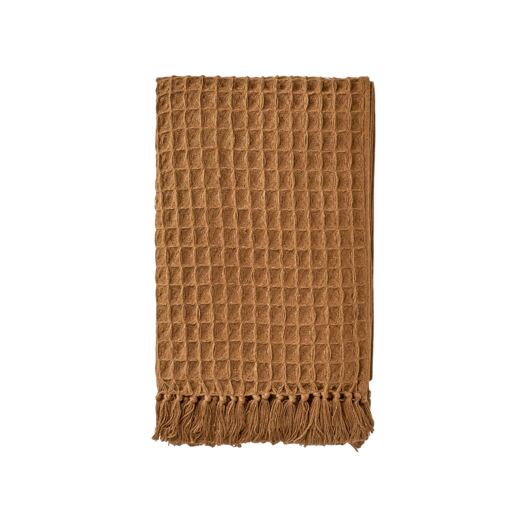 Jeté Brun Sépia Gaufré Doudou 