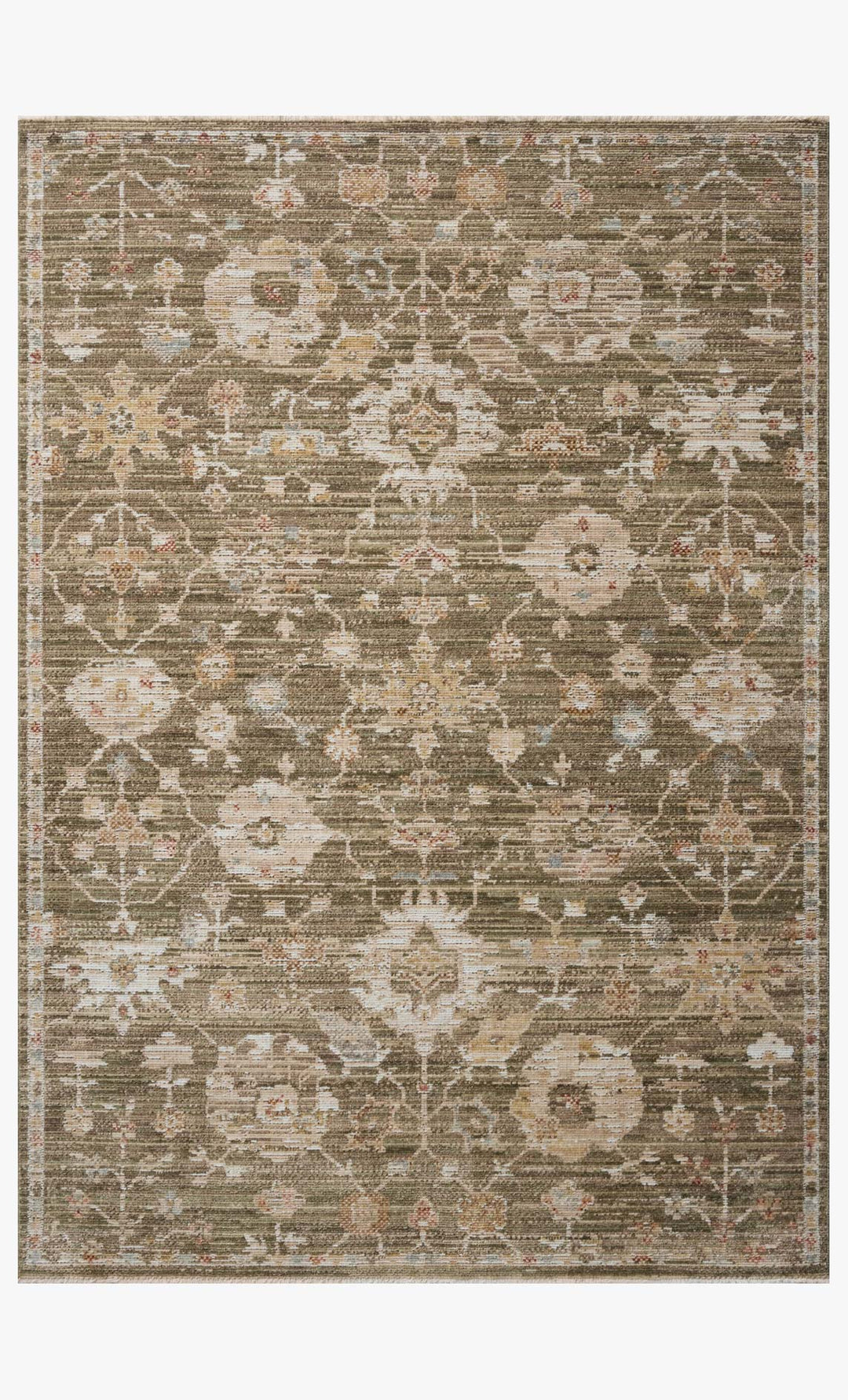 Tapis Nella olive multicolore Amber Lewis × Loloi — vue de face