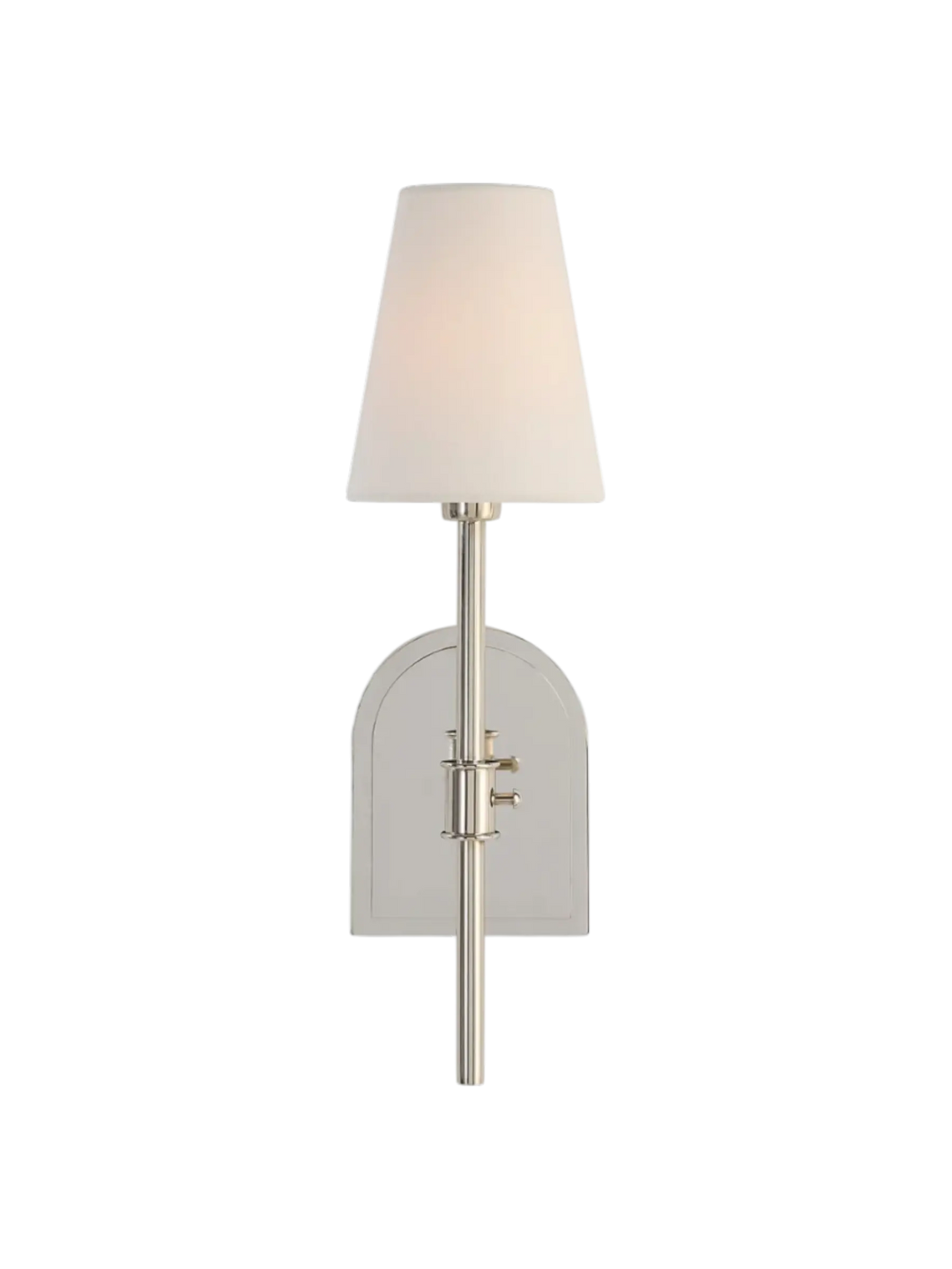 Applique murale nickel brossé avec abat-jour en lin blanc cassé