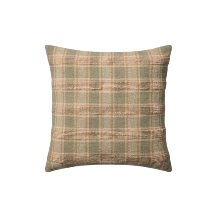 Coussin Carreaux Décoration Brun Olive