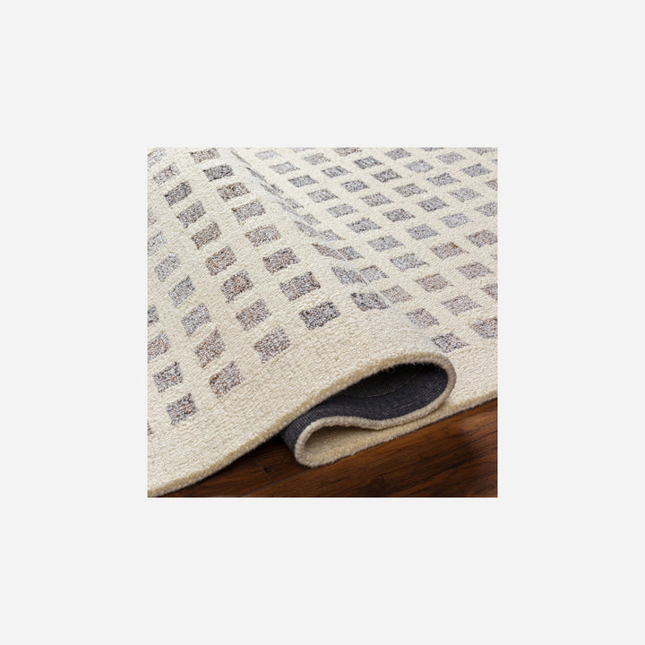 Tapis Ottawa Laine Carreaux Ivoire