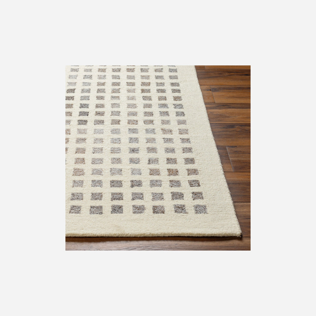 Tapis Ottawa Laine Carreaux Ivoire