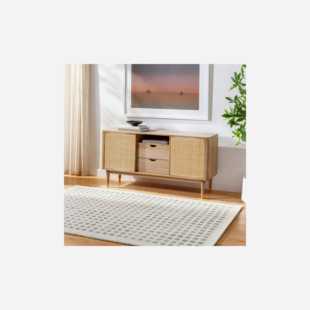Tapis Ottawa Laine Carreaux Ivoire