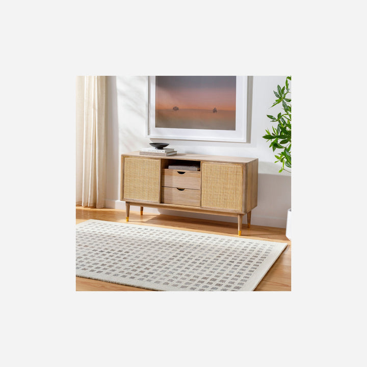 Tapis Ottawa Laine Carreaux Ivoire