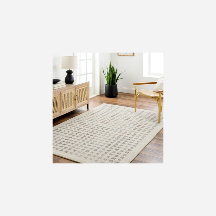 Tapis Ottawa Laine Carreaux Ivoire