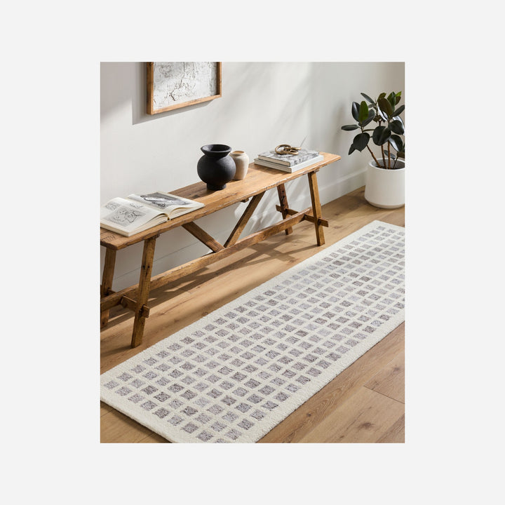Tapis Ottawa Laine Carreaux Ivoire