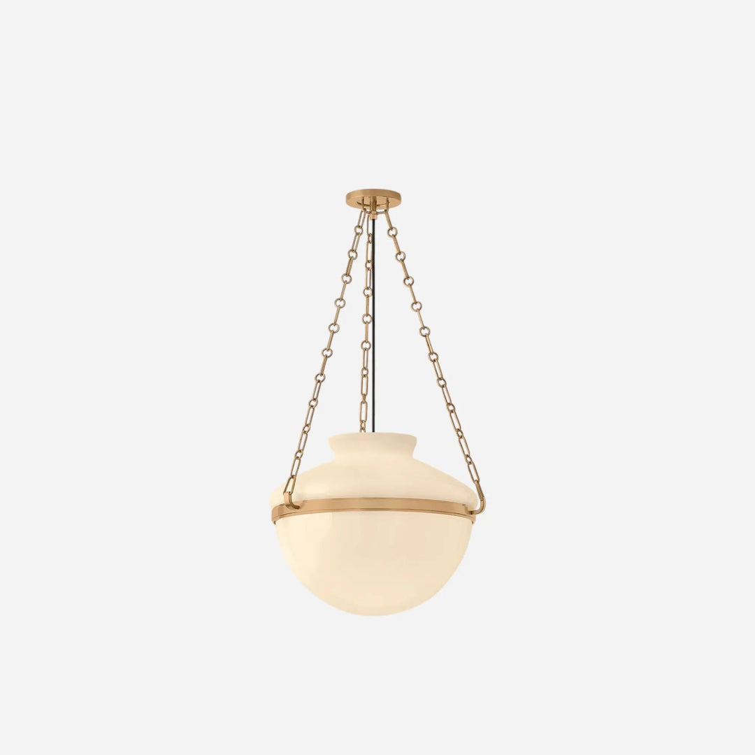 Luminaire Suspendu Patina Brass Verre Laiteux
