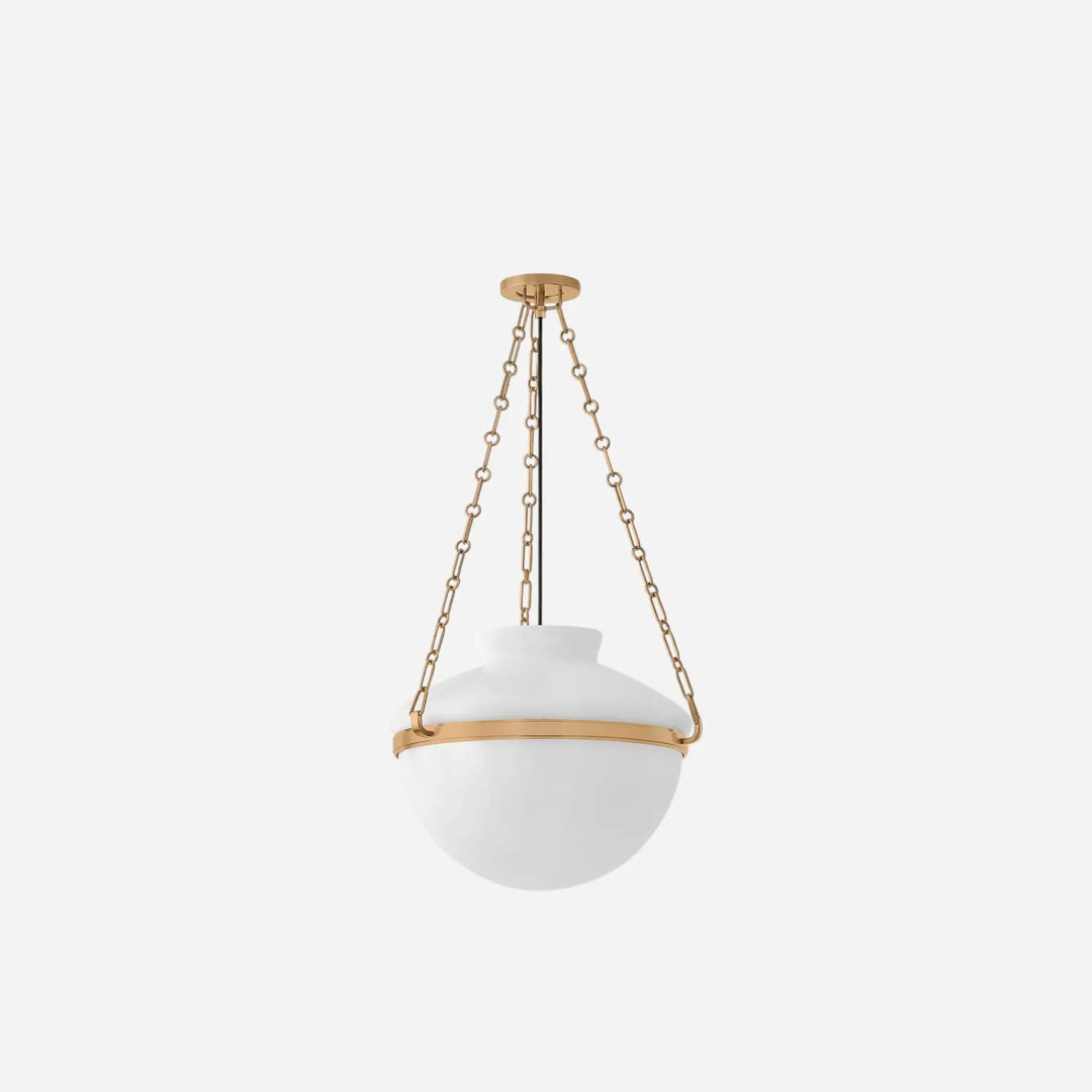 Luminaire Suspendu Patina Brass Verre Laiteux