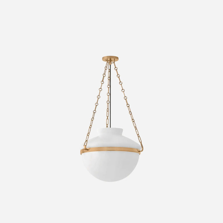 Luminaire Suspendu Patina Brass Verre Laiteux