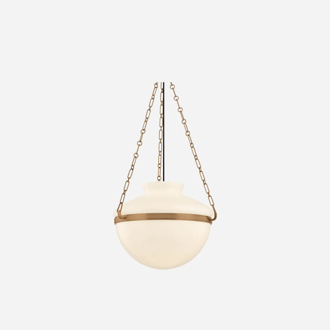 Luminaire Suspendu Patina Brass Verre Laiteux